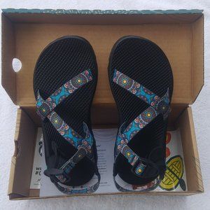 Womens Custom Chaco Z1 Sandals - Sz 10 - Teal Mandala Sun